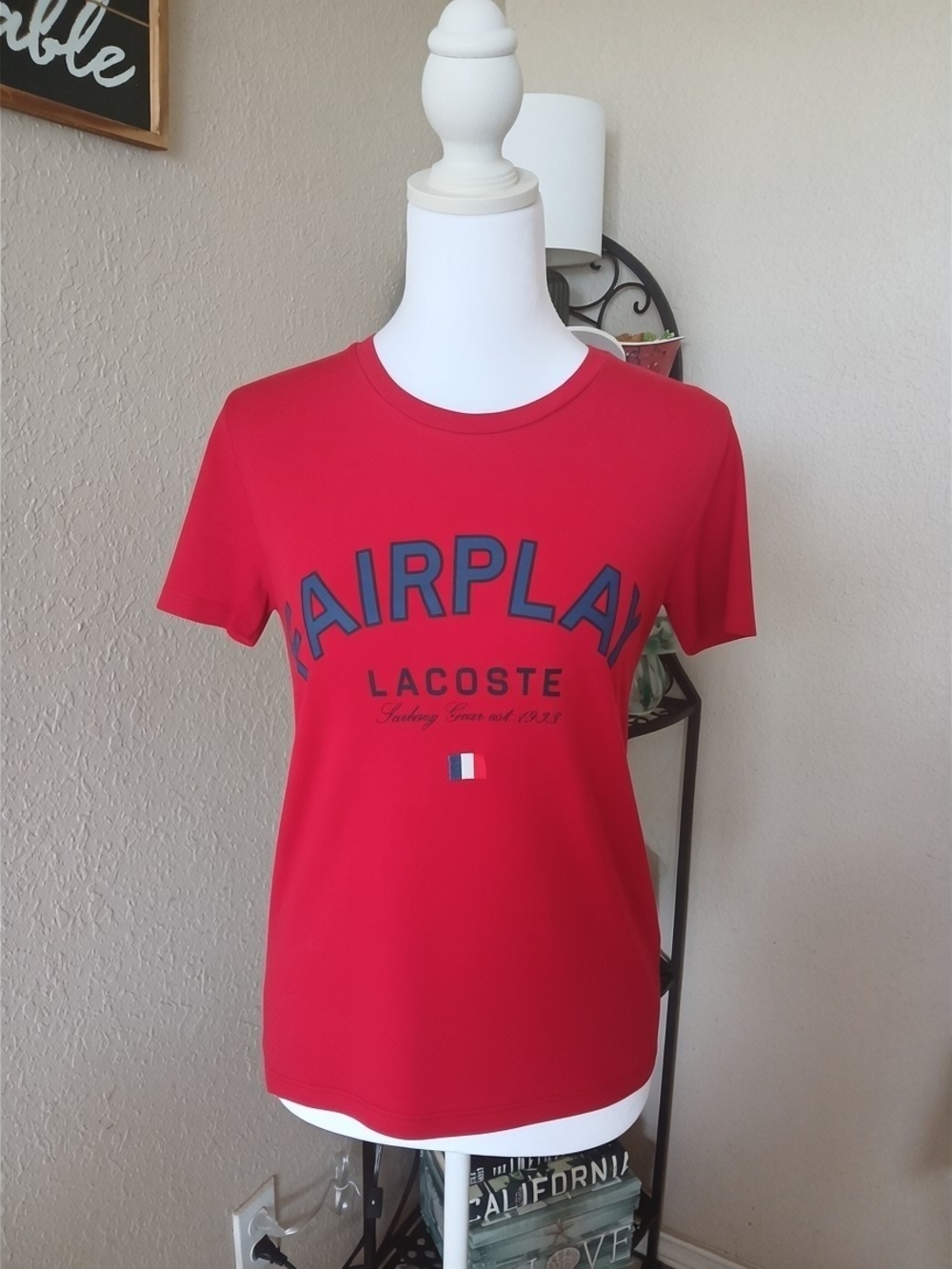 Lacoste Red 'Fairplay' Graphic Tee